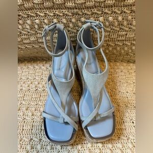 DKNY Light Blue Strappy Ankle-Tie Sandals